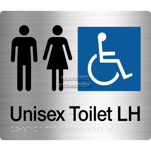 View MFDTLH Unisex Disabled Toilet Sign Left Hand Braille details.