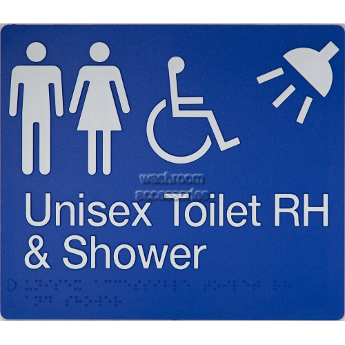 View MFDTSRH Unisex Accessible Toilet Right Hand and Shower Sign Braille details.