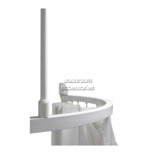 9528 Curved Silver Shower Curtain Track with Hooks Left Hand